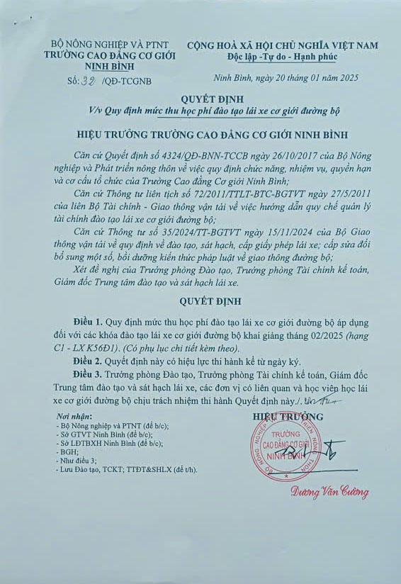 Số 32/QĐ-TCGNB ngày 20 tháng 01 năm 2025.